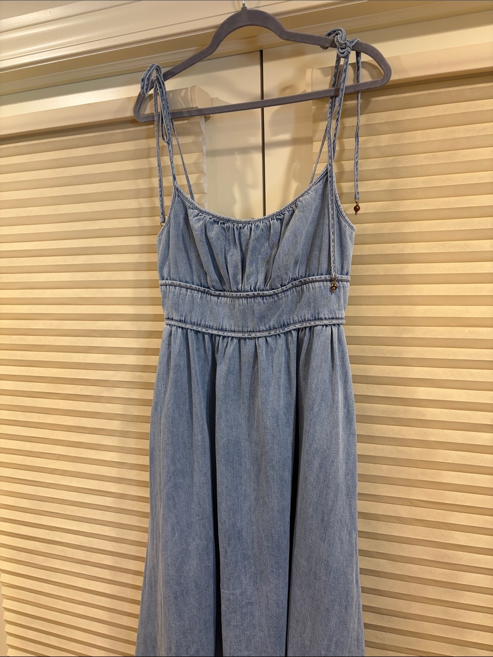 NWOT Zimmermann Light Blue Denim Midi Dress with Tie Straps, Size AU 2 = M - Picture 5 of 11